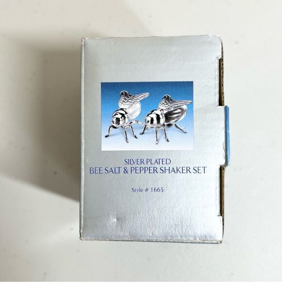 NIB Godinger Silver Art Silver Plated Bee Salt & Pepper Shaker Set - Picture 8 of 10